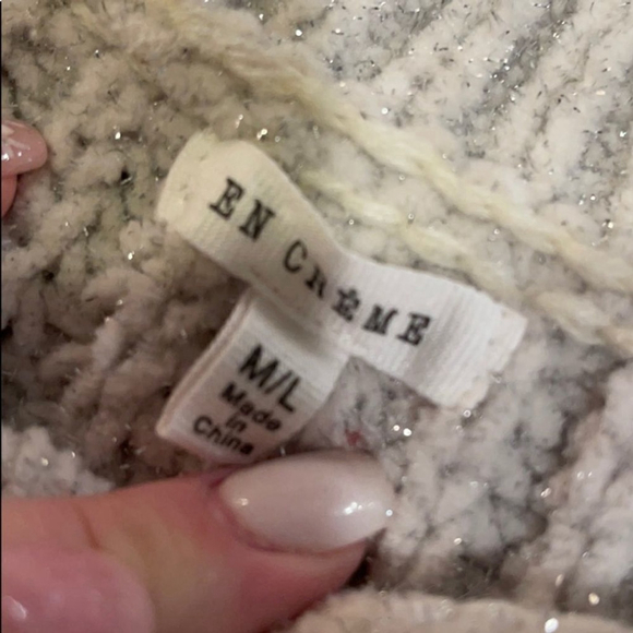 EN Créme | Chunky Glitter Striped Sweater With A Bell Sleeves NWOT - Picture 7 of 7